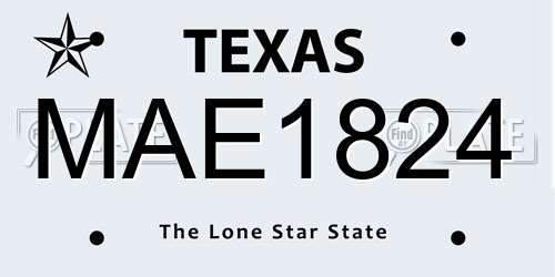 MAE1824 Texas License Plate