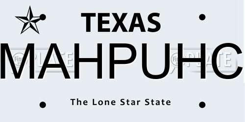 MAHPUHC Texas License Plate