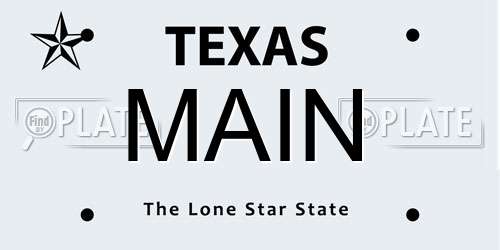 MAIN Texas License Plate