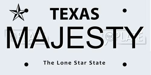 MAJESTY Texas License Plate