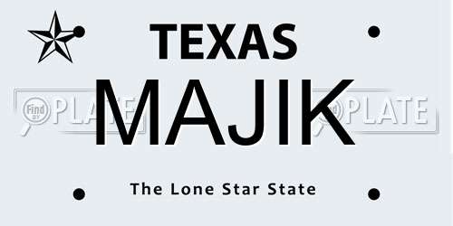 MAJIK Texas License Plate