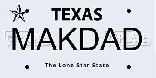 MAKDAD Texas License Plate