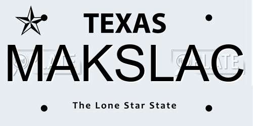 MAKSLAC Texas License Plate