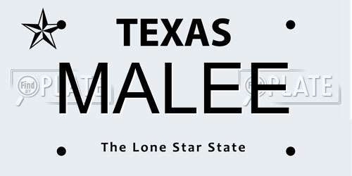 MALEE Texas License Plate