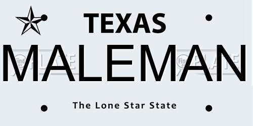 MALEMAN Texas License Plate