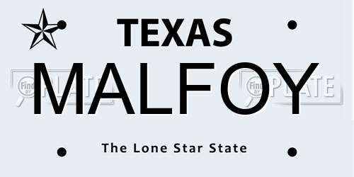 MALFOY Texas License Plate