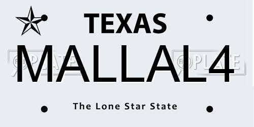 MALLAL4 Texas License Plate