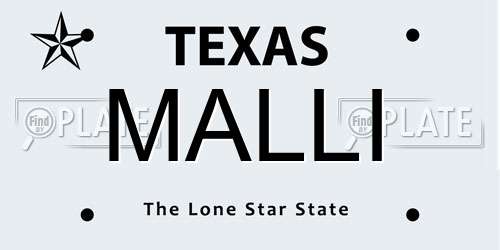 MALLI Texas License Plate