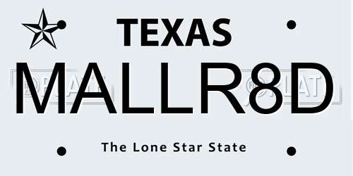 MALLR8D Texas License Plate