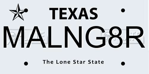 MALNG8R Texas License Plate
