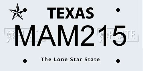 MAM215 Texas License Plate