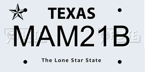 MAM21B Texas License Plate
