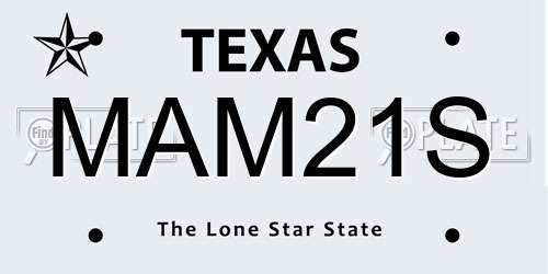 MAM21S Texas License Plate