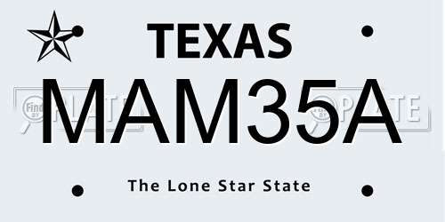 MAM35A Texas License Plate