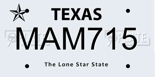 MAM715 Texas License Plate
