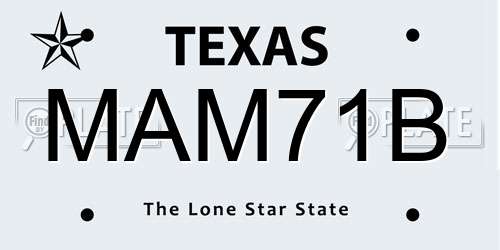 MAM71B Texas License Plate