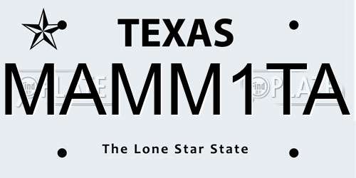 MAMM1TA Texas License Plate