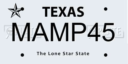MAMP45 Texas License Plate