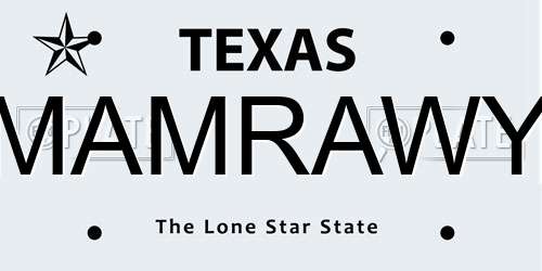 MAMRAWY Texas License Plate