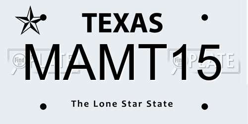 MAMT15 Texas License Plate