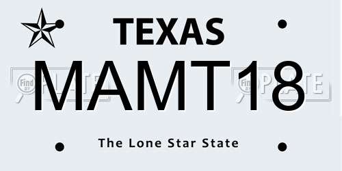 MAMT18 Texas License Plate