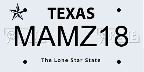 MAMZ18 Texas License Plate