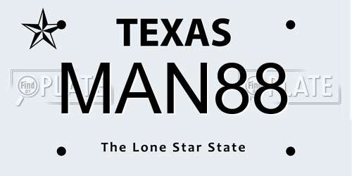 MAN88 Texas License Plate