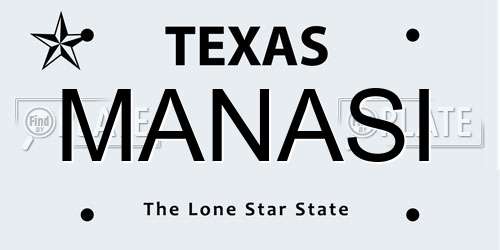 MANASI Texas License Plate