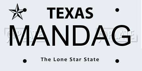MANDAG Texas License Plate