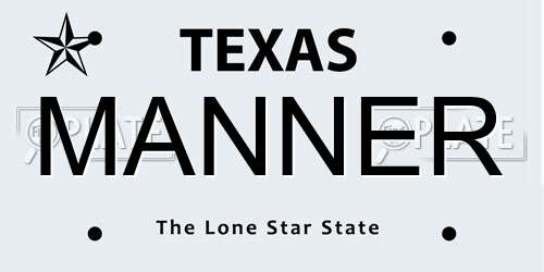 MANNER Texas License Plate
