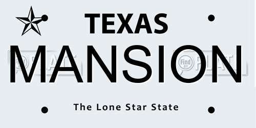 MANSION Texas License Plate