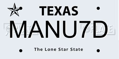 MANU7D Texas License Plate