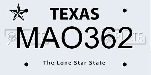 MAO362 Texas License Plate