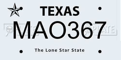 MAO367 Texas License Plate