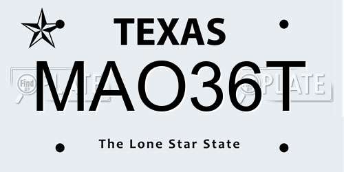 MAO36T Texas License Plate