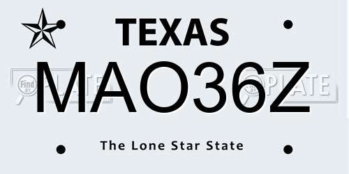 MAO36Z Texas License Plate