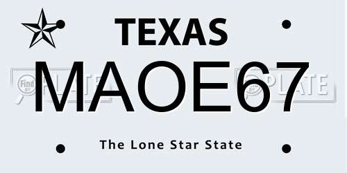 MAOE67 Texas License Plate