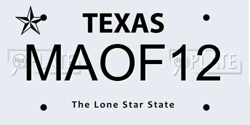 MAOF12 Texas License Plate