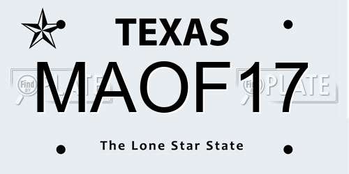MAOF17 Texas License Plate