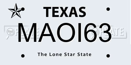 MAOI63 Texas License Plate