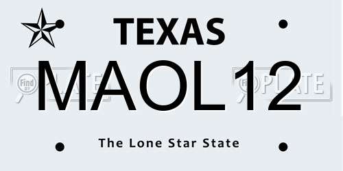MAOL12 Texas License Plate