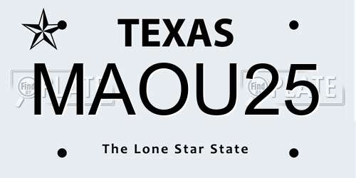 MAOU25 Texas License Plate