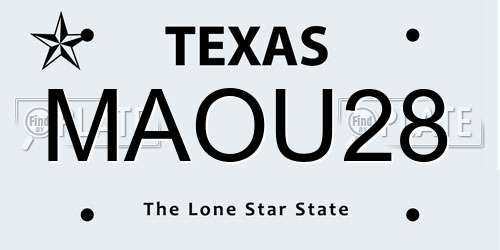MAOU28 Texas License Plate