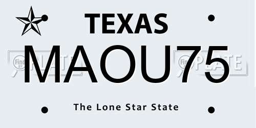 MAOU75 Texas License Plate