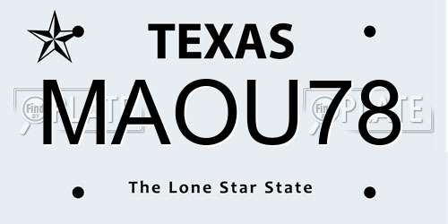 MAOU78 Texas License Plate
