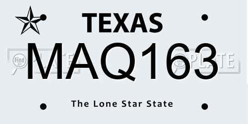 MAQ163 Texas License Plate