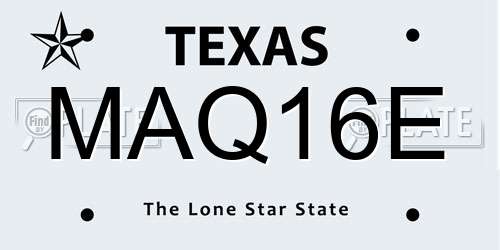 MAQ16E Texas License Plate