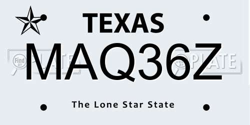 MAQ36Z Texas License Plate