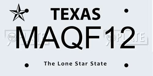 MAQF12 Texas License Plate