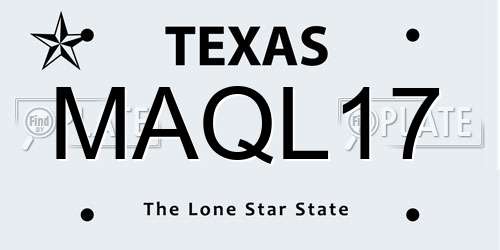 MAQL17 Texas License Plate